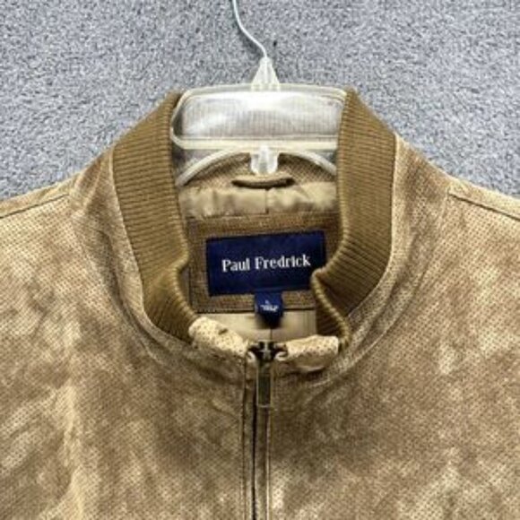 Paul Frederick Jacket Mens Large Brown Suede Leather Bomber full zip pockets - Picture 2 of 15